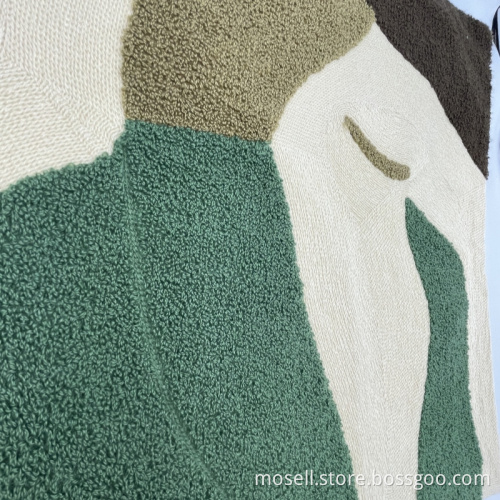 Soft Knit Multi Color Block Stitching Backrest Cover